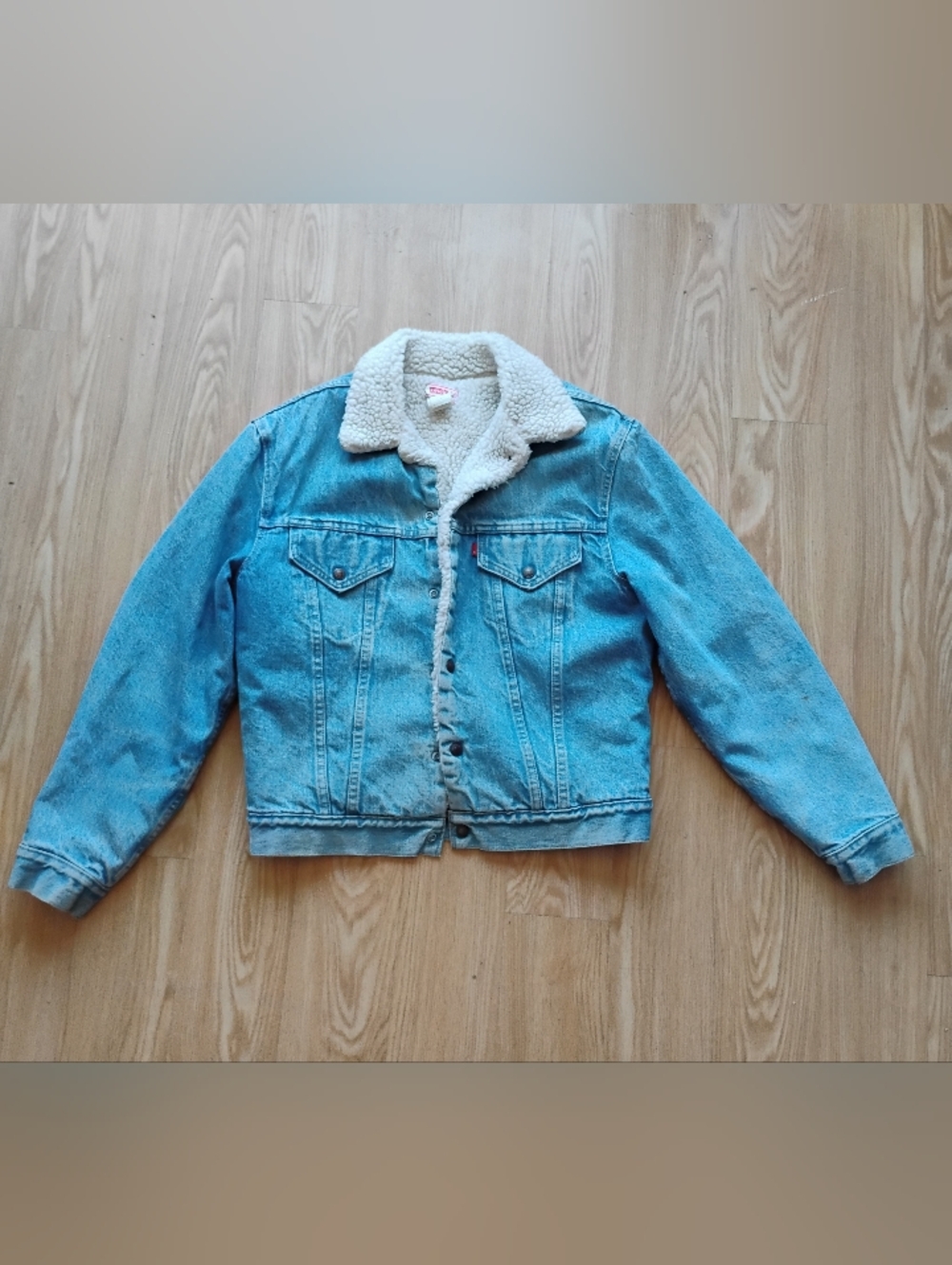 1970s Levi's R-tab Sherpa Denim Trucker Jacket, Rare Vintage Size 42